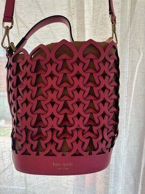 kate spade Pink Laser-Cut Bucket Shoulder Bag